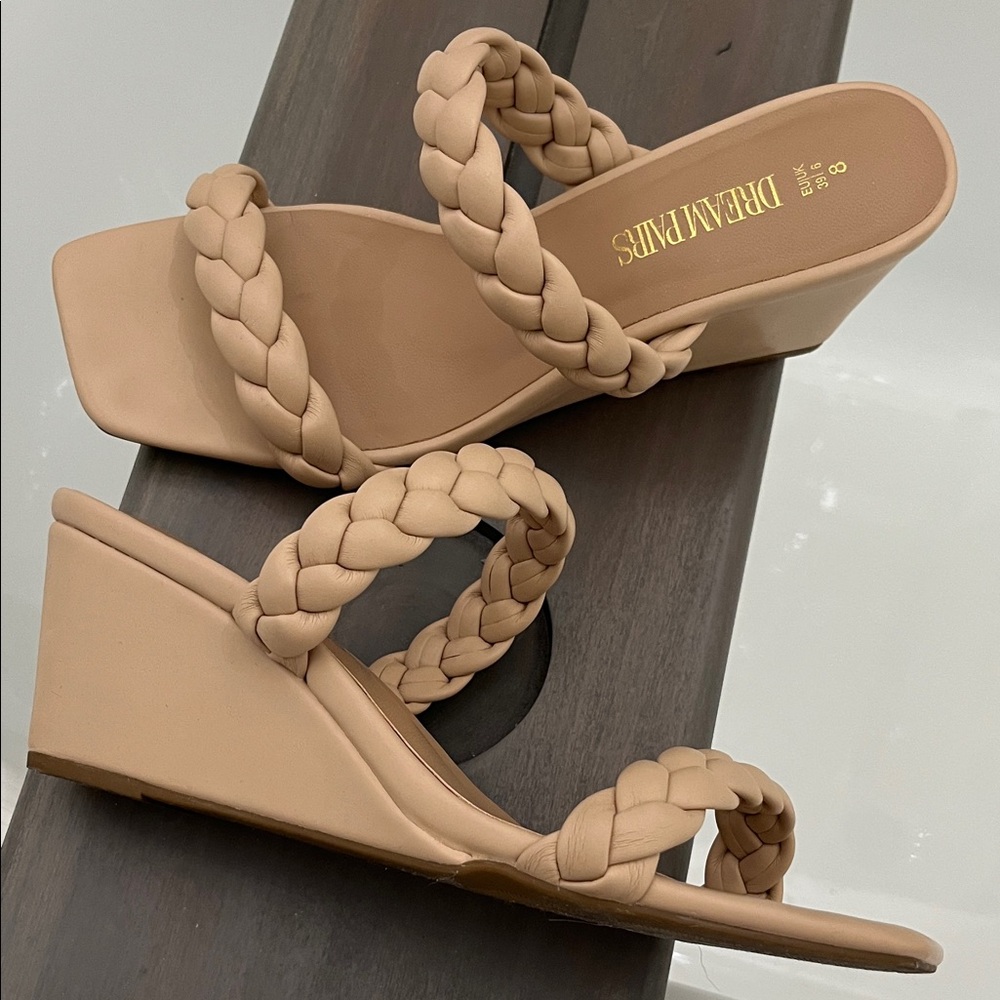 Tan Braided Double-Strap Slide Sandals - Picture 3 of 5